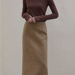 L.L.Bean Houndstooth Vintage Wool Skirt - long